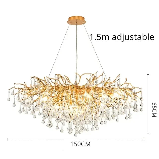 Afralia™ Modern Luxury Gold LED Crystal Chandelier for Living Room