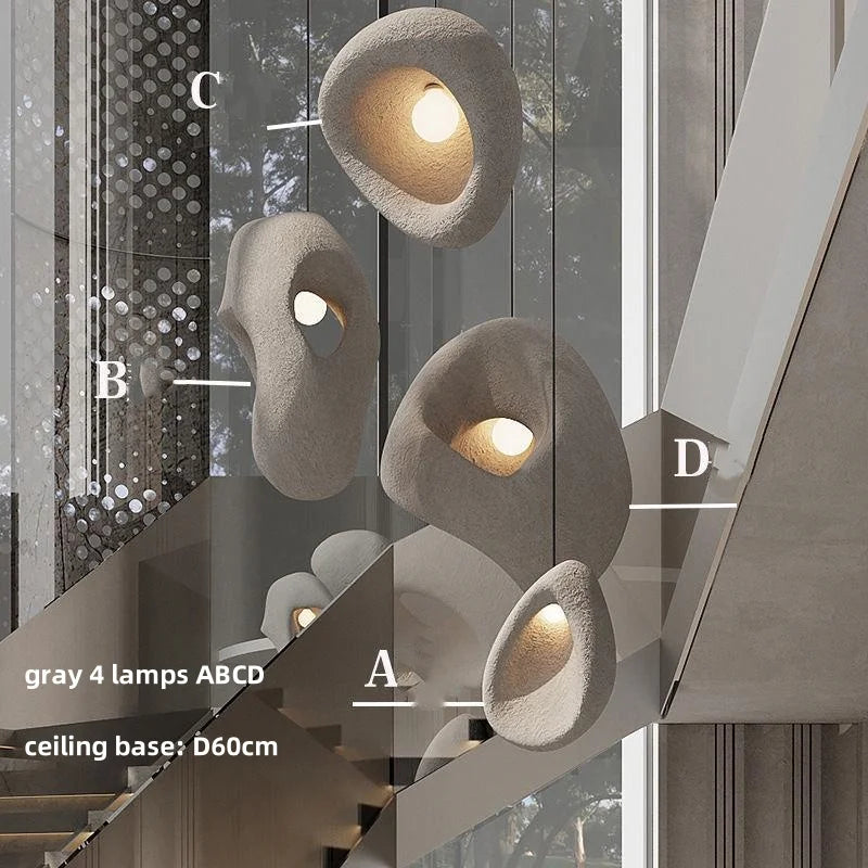 Afralia™ Wabi-sabi Resin Pendant Chandelier | Nordic Villa Stair Decor Droplight