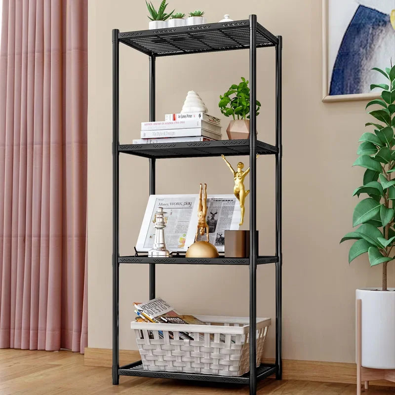 Afralia™ Metal 4-Layer Storage Shelf for Living Room, Bathroom, and Kitchen