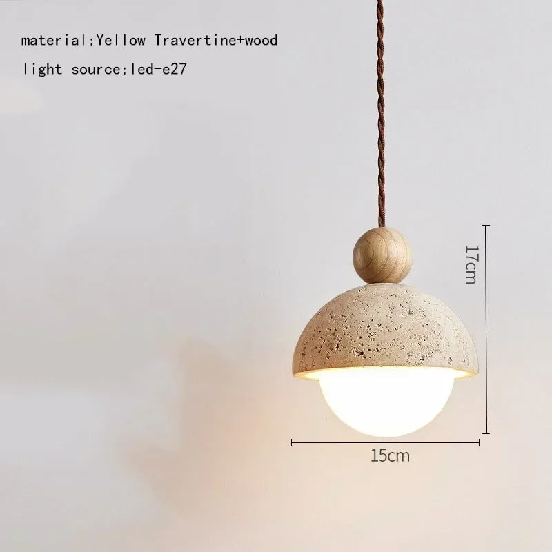 Afralia™ Elegant Wabi Sabi Travertine Pendant Lamp for Dining Desk & Kitchen Island