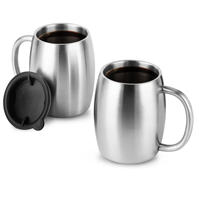 Afralia™ Stainless Steel Coffee Beer Cup with Handle for Home & Office