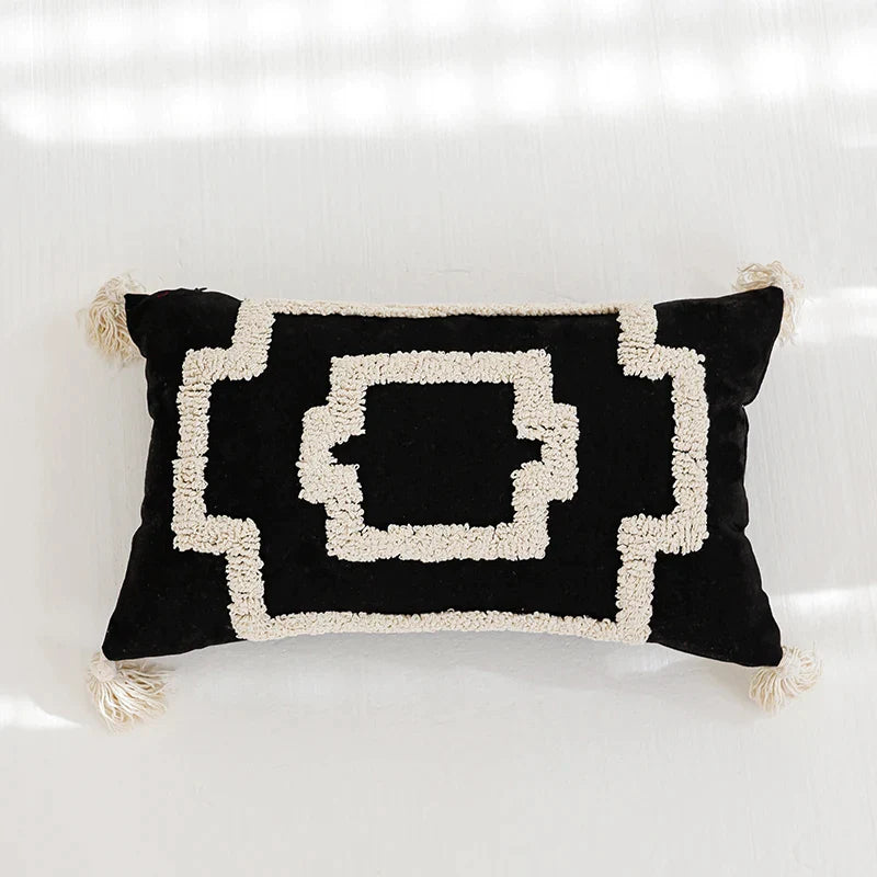 Afralia™ Boho Tufted Pillow Cover with Tassels - 45x45cm Square for Home Décor