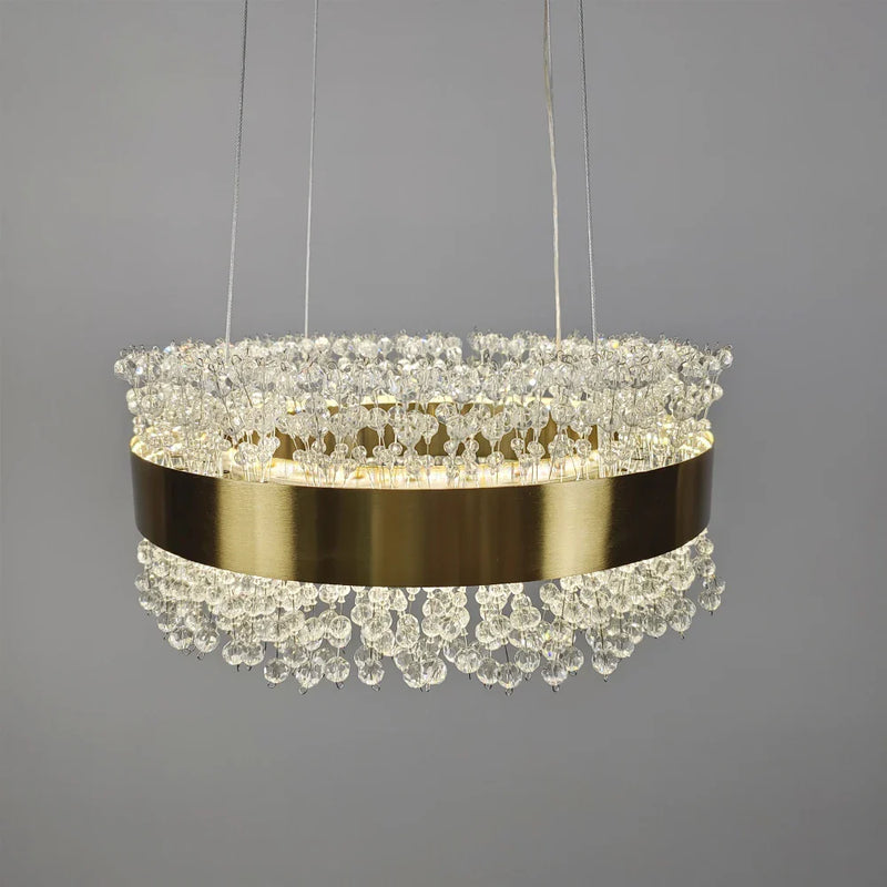 Afralia™ Gold Metal LED Chandelier: Modern Crystal Lighting for Living Room, Dining Room, Bedroom.