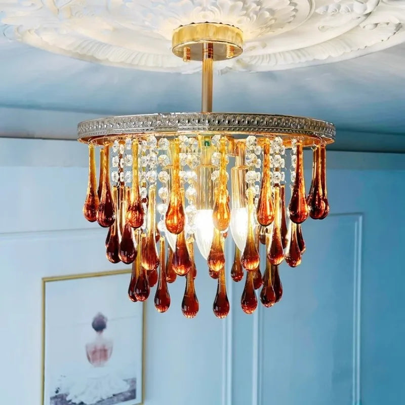 Afralia™ Water Drop Crystal Chandelier for Luxury Bedroom Decor