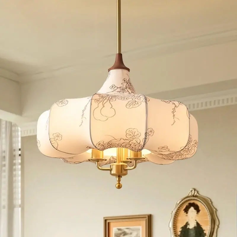 Afralia™ Gold Lustre Retro Medieval Fabric Pendant Lights for Home Decor