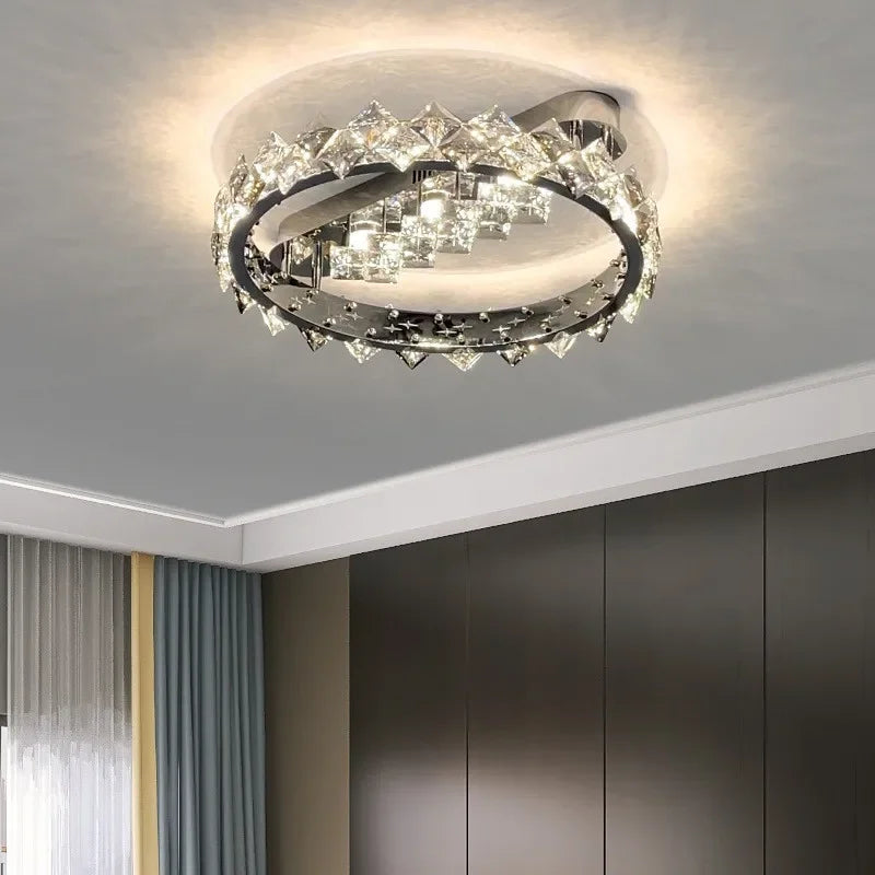 Afralia™ Crystal Luxury Ceiling Light for Living Room & Bedroom - Modern LED Warm Glow