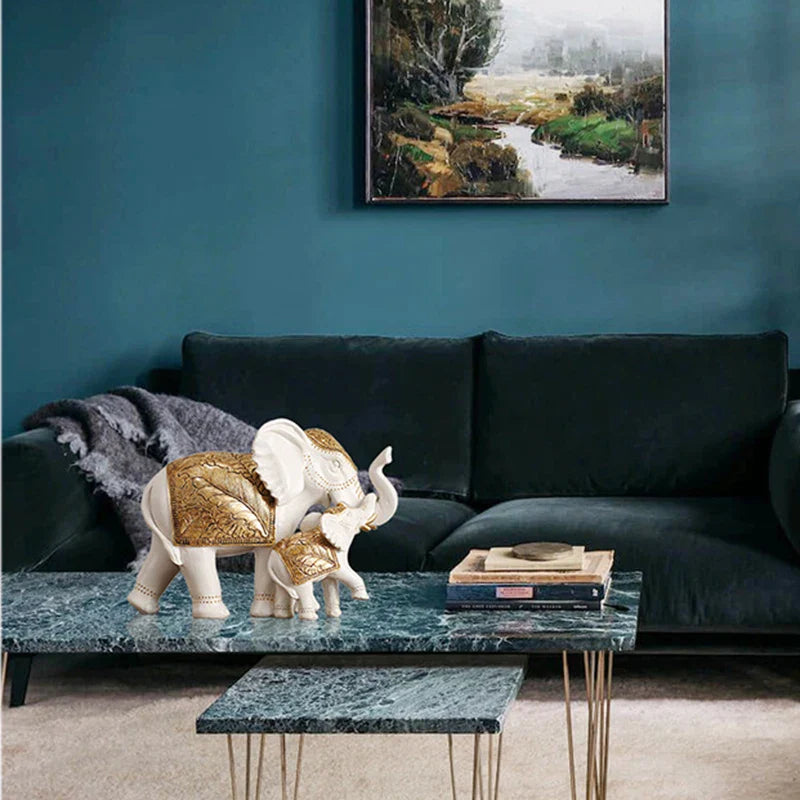 Afralia™ Elephant Sculpture Figurine for Shelf, Desk, Home Decor - Resin Statue Housewarming Gift