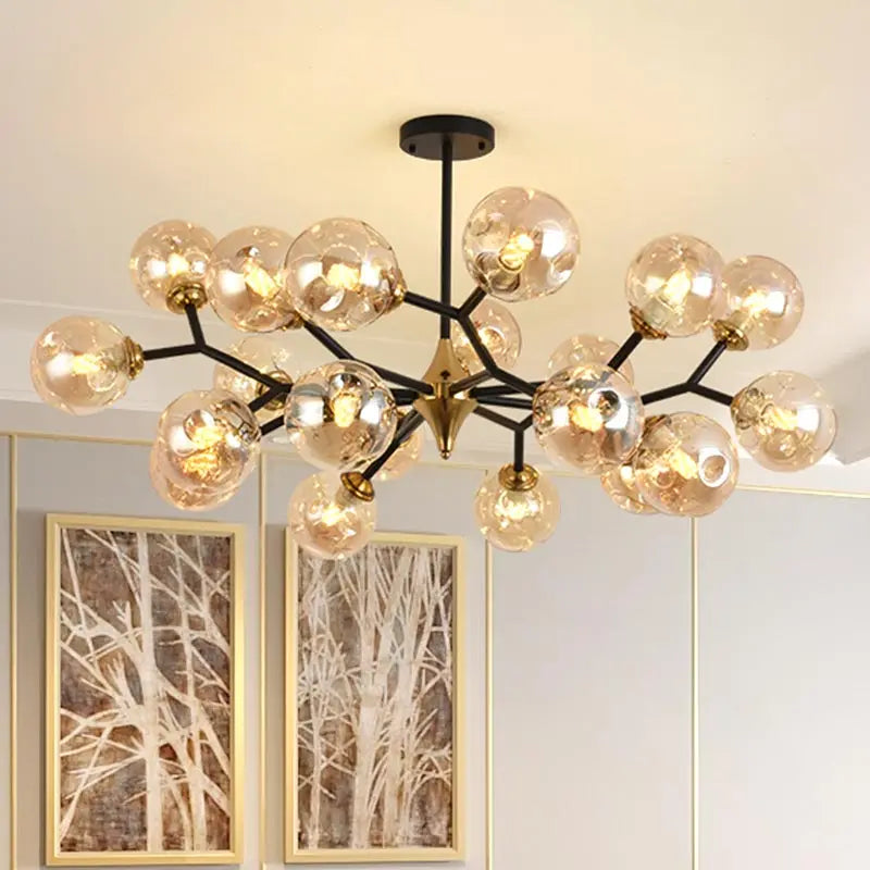 Afralia™ Nordic Glass Ball LED Chandelier Modern Ceiling Lamp Home Decor Fixture