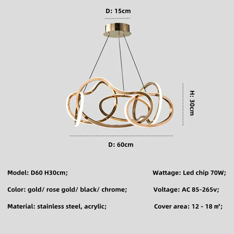 Afralia™ Luxury LED Pendant Chandelier Dimmable Luminarias Fixtures