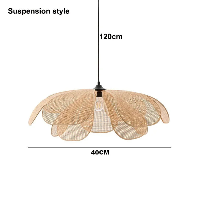 Afralia™ Rattan Flower Chandelier: Handmade Woven Lampshade for Living & Dining Room Lighting