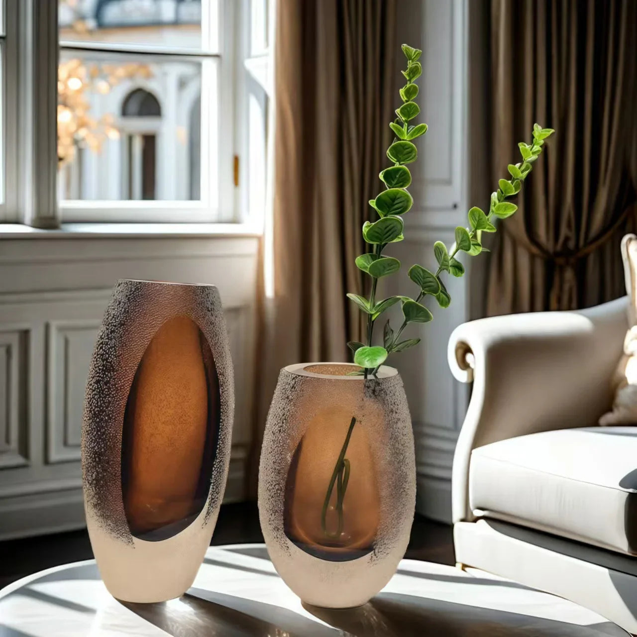 Afralia™ Frosted Glass Vase for Home Decor and Floral Arrangements