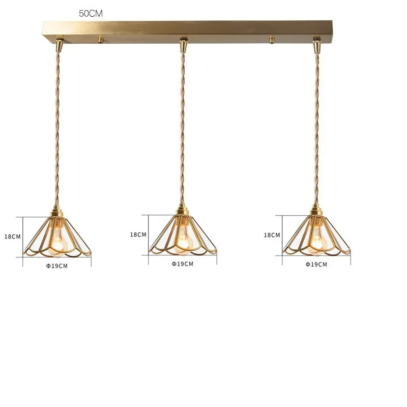 Vintage Pendant Lamp for Bedroom Bar Cafe Glass Copper LED Pendant Lights by Afralia™