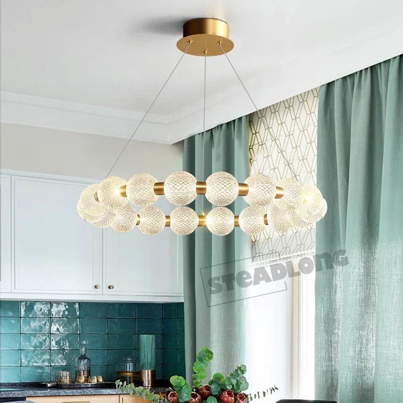 Afralia™ Glass Ball LED Ceiling Chandelier: Modern Living Room Bedroom Pendant Light