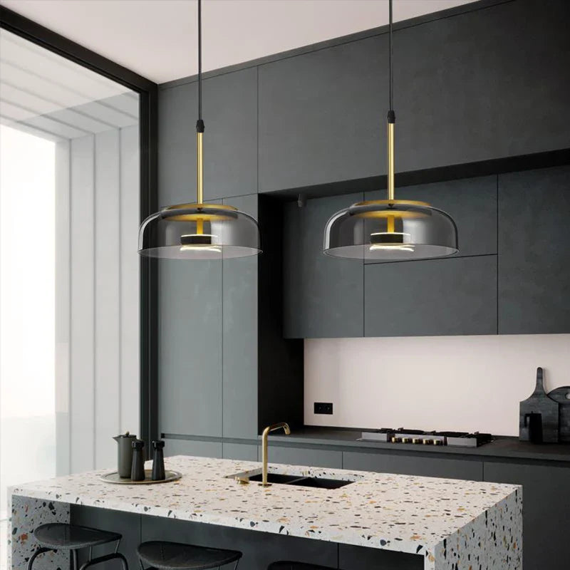 Afralia™ LED Glass Bowl Pendant Light: Modern Nordic Home Decor Lighting for Dining Bedroom Kitchen Island