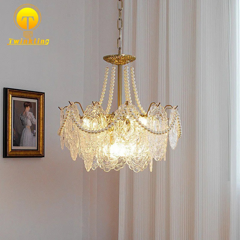 Afralia™ Metal Art Glass Chandelier Pendant Light for Modern Living Room Kitchen Decoration