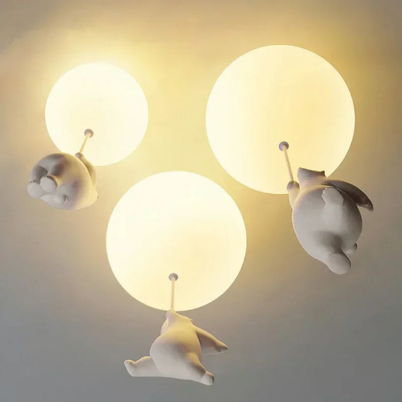 Afralia™ Bear Pendant Light: Kids Bedroom Chandelier LED Balloon Ceiling Lamp