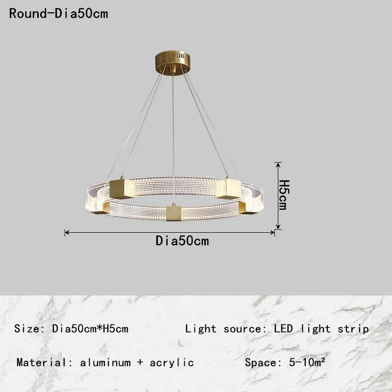 Afralia™ Nordic Oval Ceiling Chandelier Aluminum Acrylic Interior Pendant Light