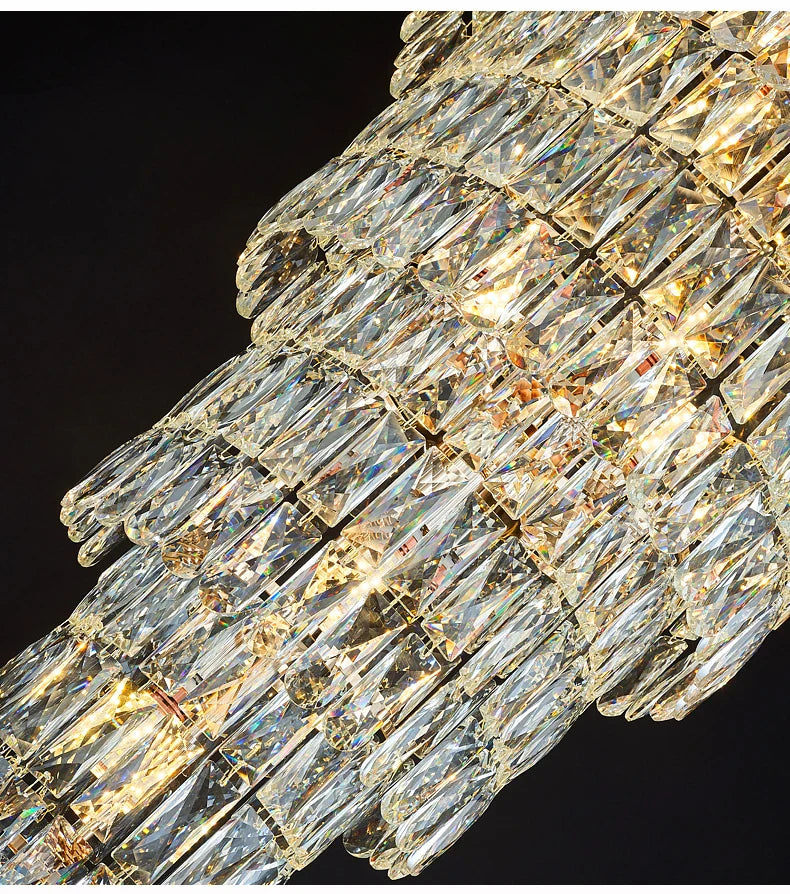 Afralia™ Crystal Chandelier Staircase Light LED Luxury Decoration