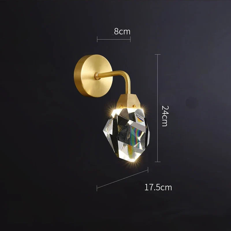 Afralia™ Crystal LED Copper Wall Sconce - Modern Luxury Wall Light Fixture