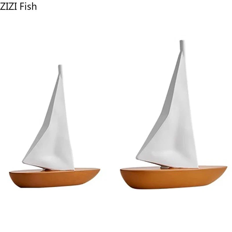 Afralia™ Sailboat Resin Sculpture Desk Decoration Modern Artwork Ornaments Glass Crafts