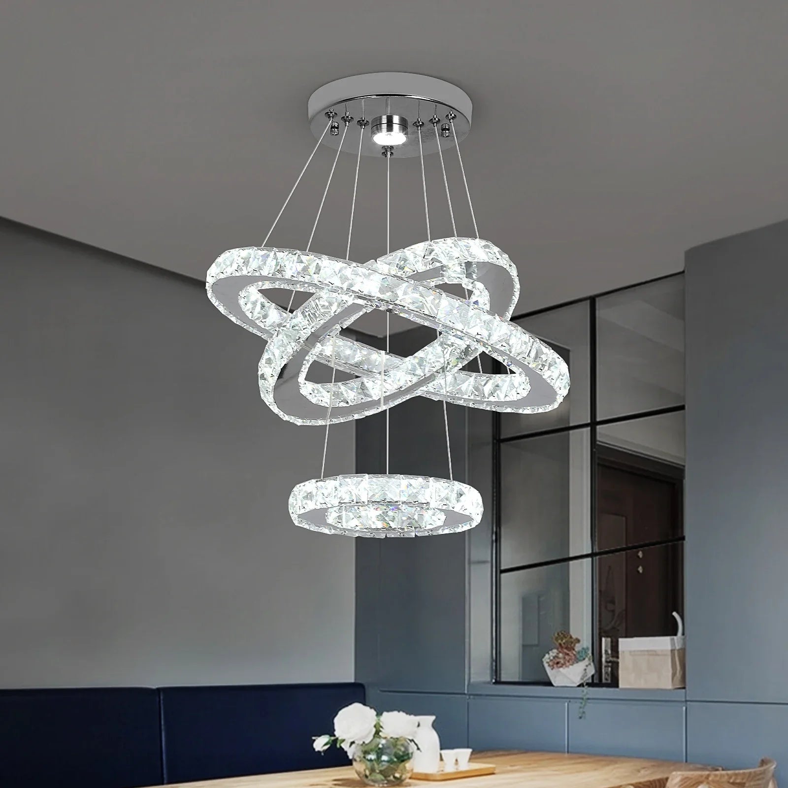 Afralia™ Crystal Chandelier LED Pendant Lighting for Living Room