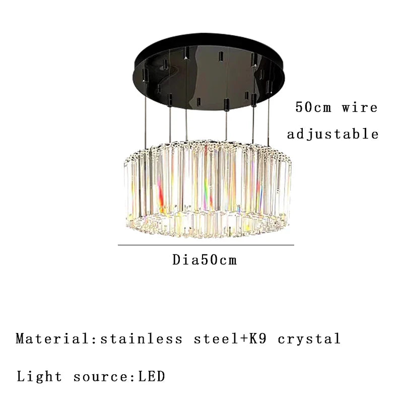 Afralia™ Crystal Pendant Light: Elegant Villa Decor Fixture for Living Room & Bedroom