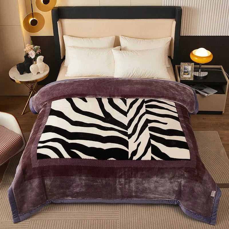 Afralia™ Winter Raschel Blanket: High-End, Warm, and Skin-Friendly for Single & Double Beds