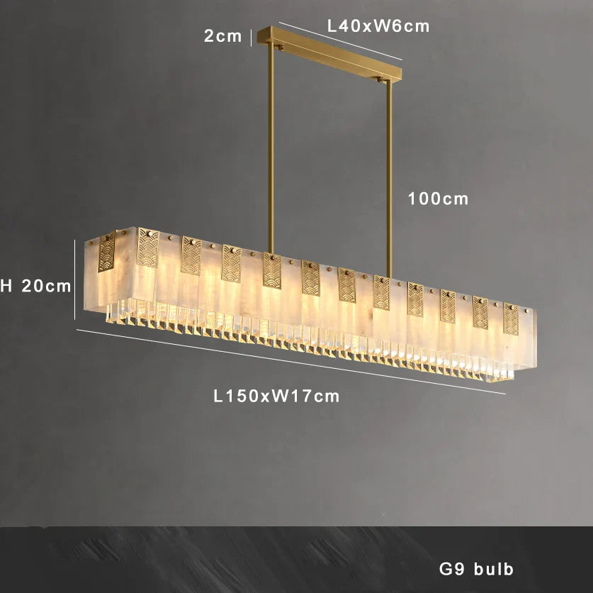 Afralia™ Classic Marble Crystal Chandelier: Luxury Brass Alabaster Light Fixture for Elegant Décor