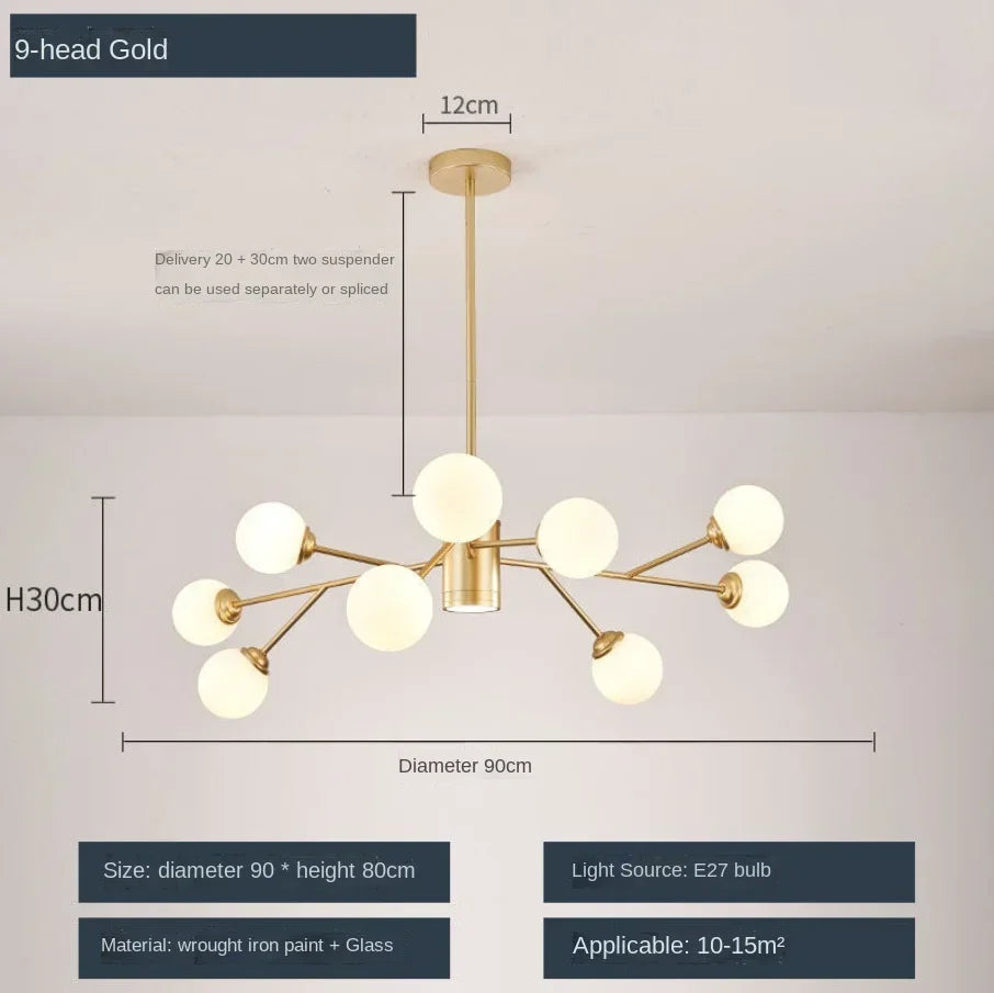 Afralia™ Glass Ball Ceiling Chandelier for Bedroom Dining Living Room Lighting