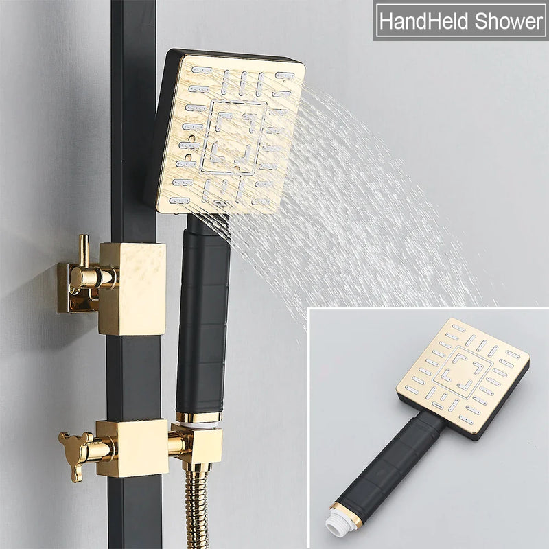 Afralia™ 8" Rainfall Shower Set with Bidet Function, Wall Mounted Hot Cold Mixer Tap