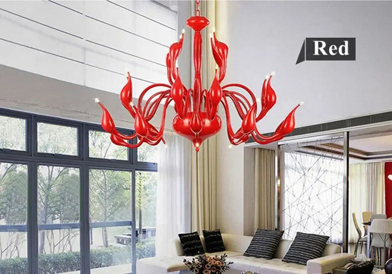 Afralia™ Iron Swan Pendant Chandelier for Restaurant Living Room Bedroom with LED G4 Candle