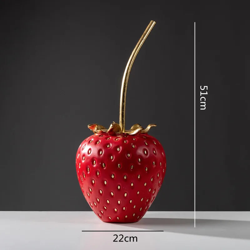Afralia™ Gold Strawberry Figurine Decor for Home Decor & Display