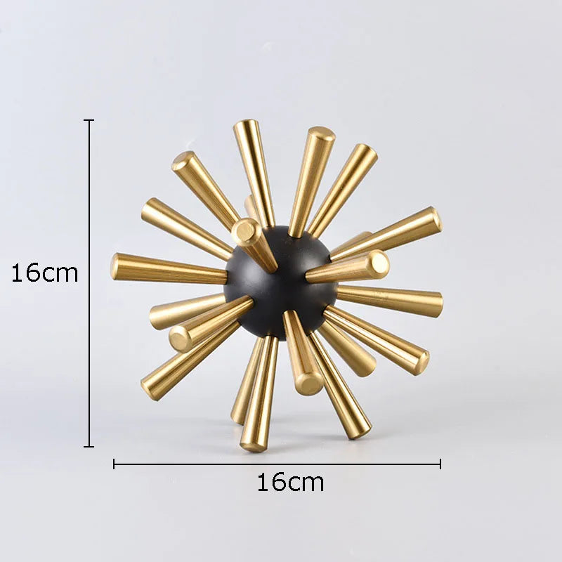 Afralia™ Sea Urchin Metal Sculpture Desk Ornament Modern Home Decor Artwork