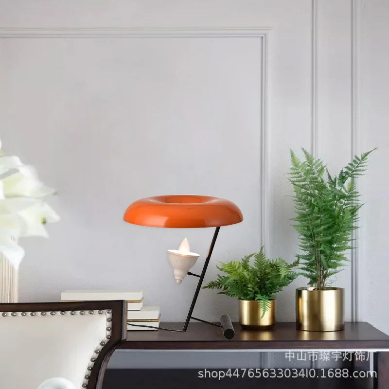 Afralia™ Nordic Minimalist Desk Lamp with Orange Lampshade for Living Study Room