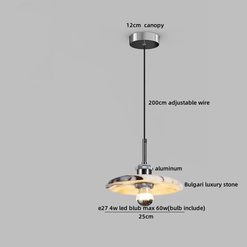 Afralia™ Bulgari Stone LED Pendant Lamp - Natural Marble Hanging Light