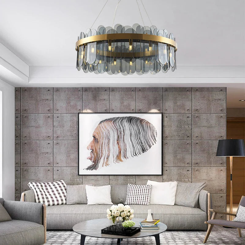 Afralia™ Glass Pendant Chandelier for Ceiling: Elegant LED Lighting for Bedroom and Home Decor