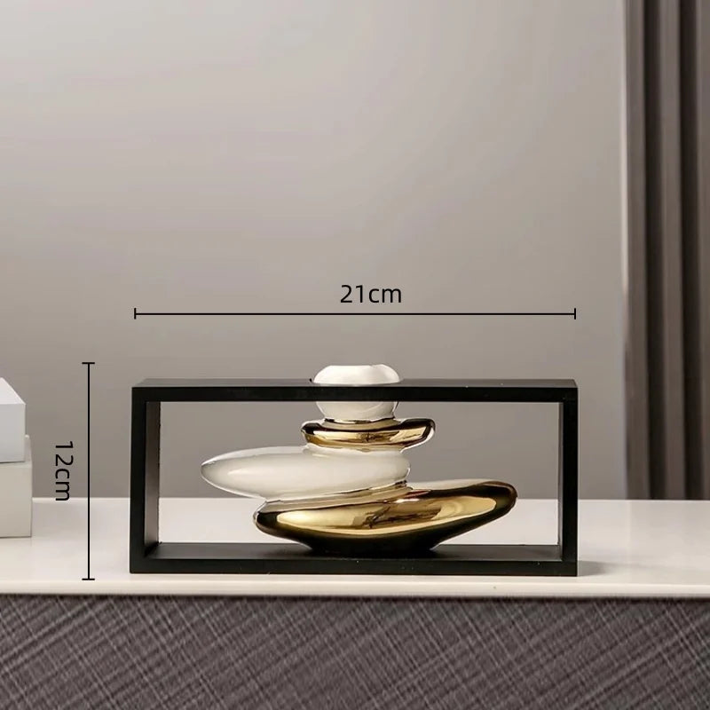 Afralia™ Geometric Golden Rockery Vase Stack for Home Decor