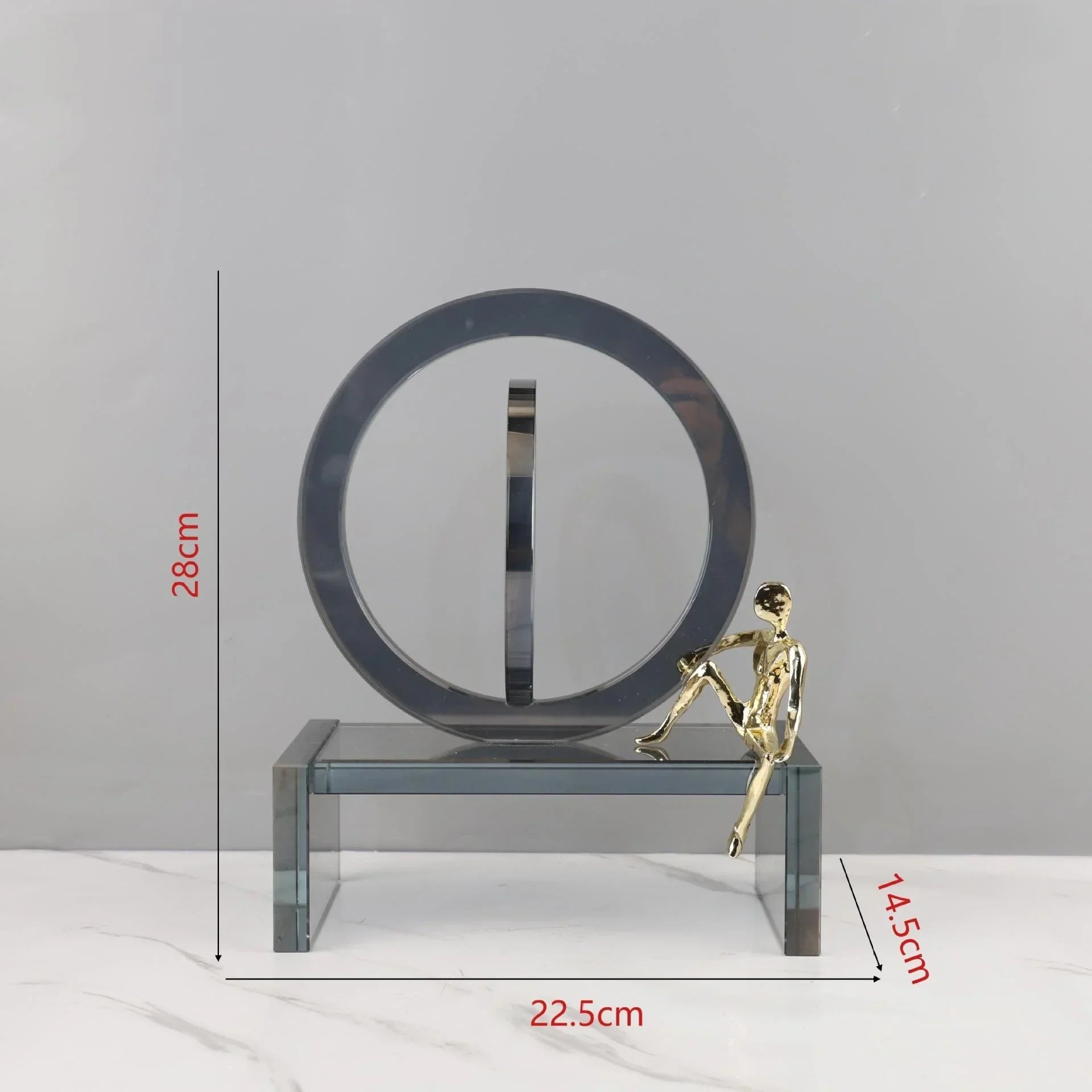 Afralia™ Geometric Crystal Rings Golden Man Ornament Glass Figurines Home Decor