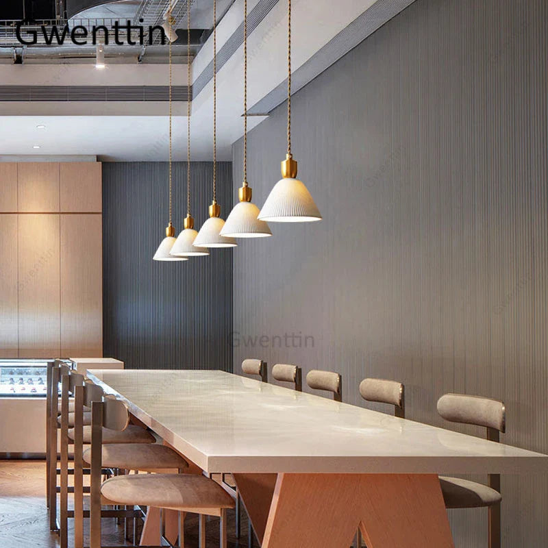 Afralia™ Ceramic Pendant Light: Vintage Nordic Hanging Lamp for Dining Room Kitchen Ceiling Chandelier