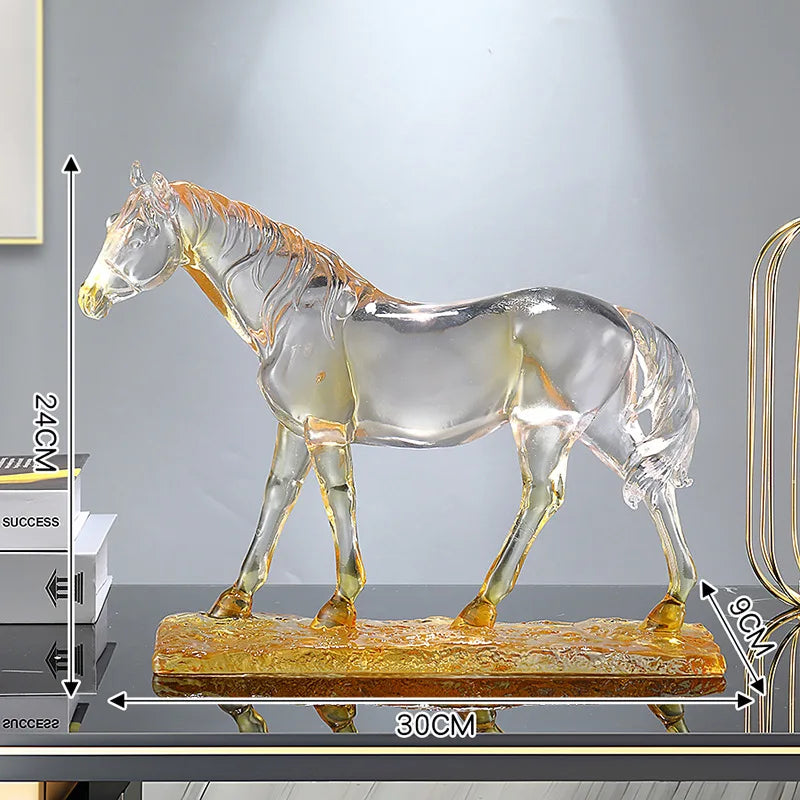 Afralia™ Horse Resin Ornament: Simulation Animal Sculpture, Transparent Colored Decor, Home Figurine