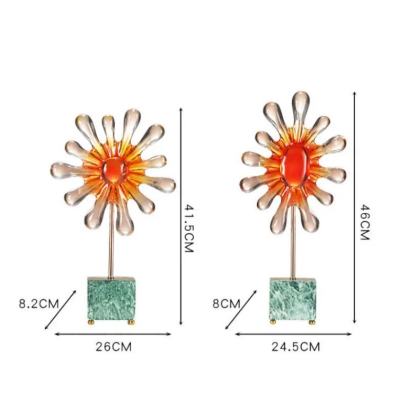 Afralia™ Resin Sunflowers Geometric Ornament Decor for Room, Abstract Gradient Sun Figurines