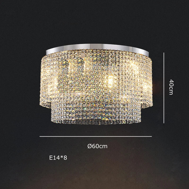 Afralia™ Crystal Tassel Golden Ceiling Chandelier for Dining Table