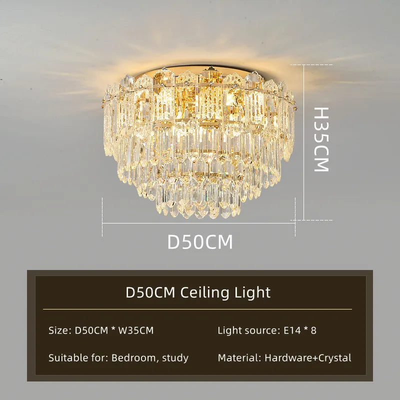 Afralia™ Luxury Crystal Chandelier Modern Ceiling Light for Bedroom Living Room Hall Hotel
