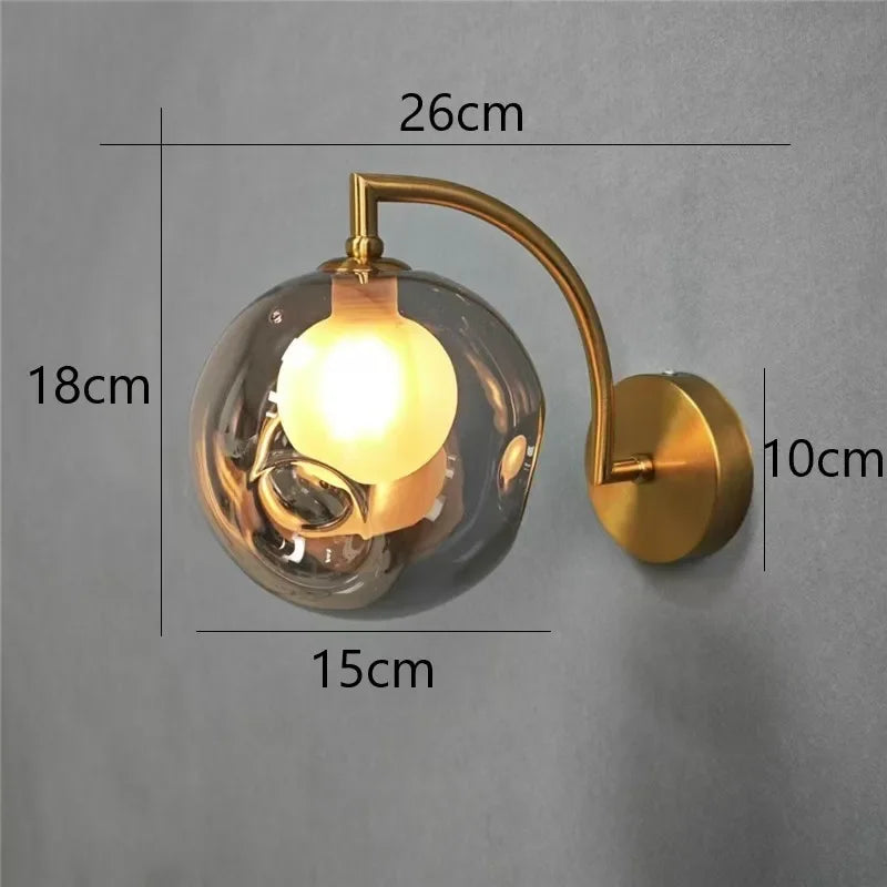Afralia™ Glass Ball LED Wall Sconce for Living Bedroom Dining Kitchen - Minimalist Design