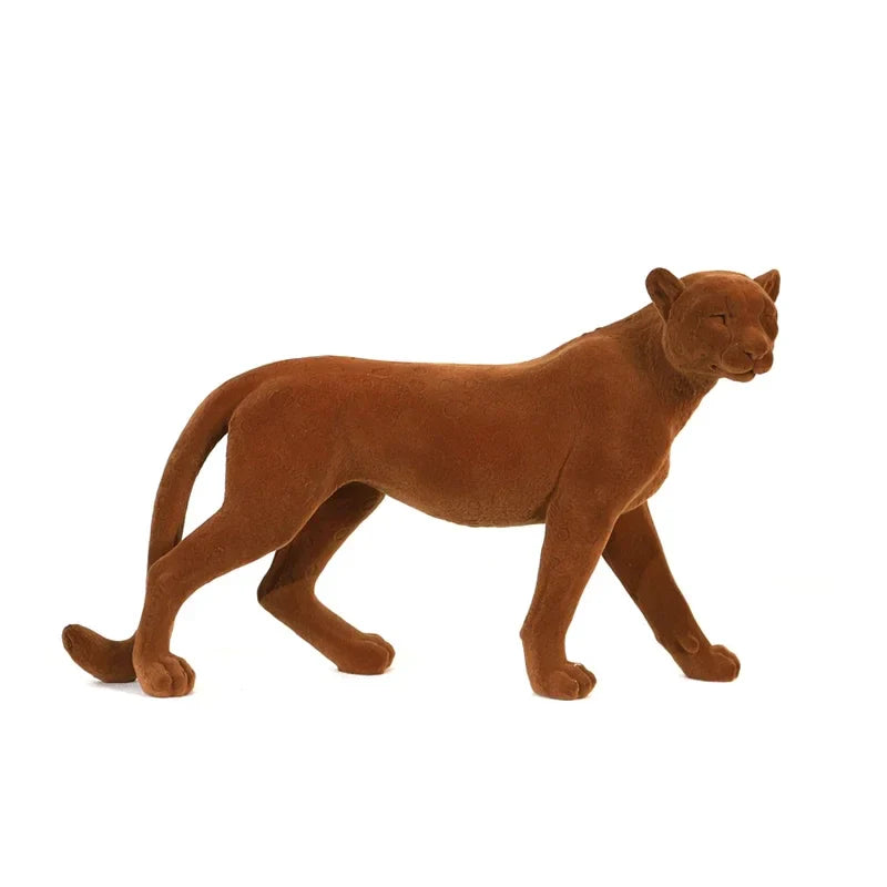 Afralia™ Suede Leopard Figurine: Resin Flocking Cheetah Sculpture for Stylish Home Decor