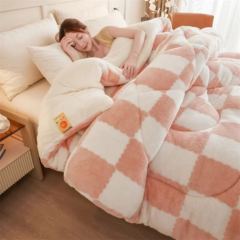 Afralia™ Cozy Checkerboard Winter Blanket - Super Thick & Soft Cashmere Duvet Comforter