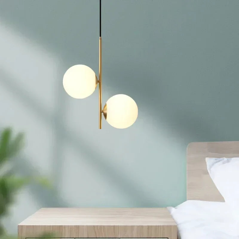 Nordic Black Glass Ball LED Pendant Lights by Afralia™ - Modern Bedroom & Living Room Decor