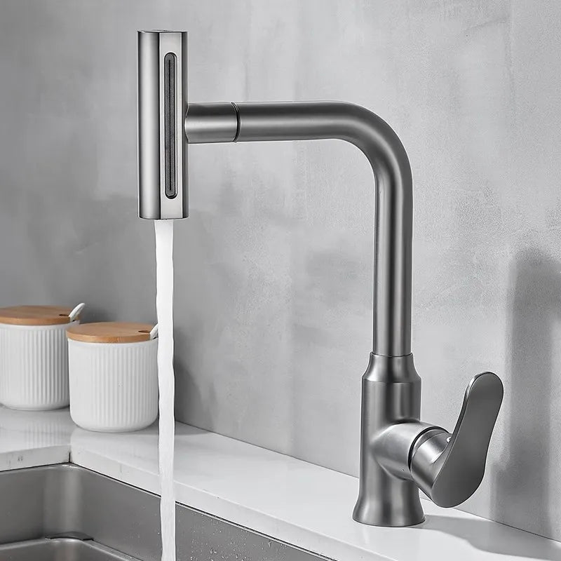 Afralia™ Gray Waterfall Kitchen Faucet Swivel Pull Out Sink Tap Single Hole