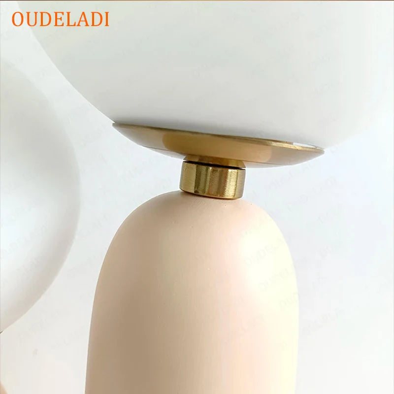 Afralia™ Glass Ball LED Table Lamp: Green Pink Resin Nordic Style for Home Decor
