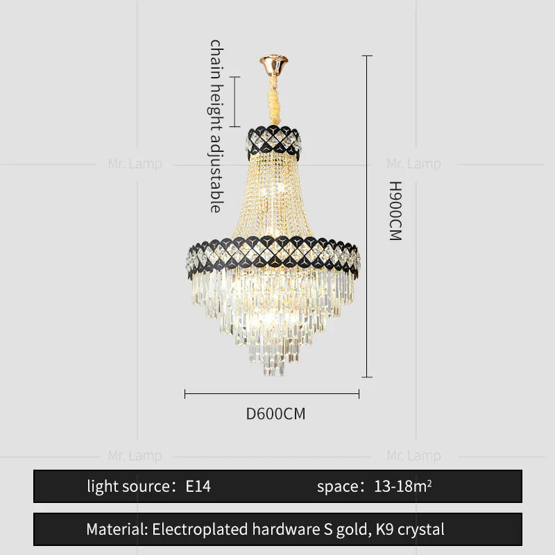 Afralia™ Crystal Chandelier Spiral Staircase Living Room Lamp Texture Design